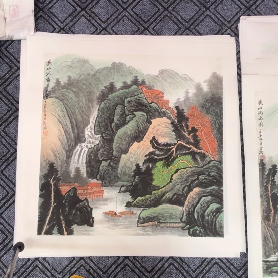 国画四尺斗方山水m