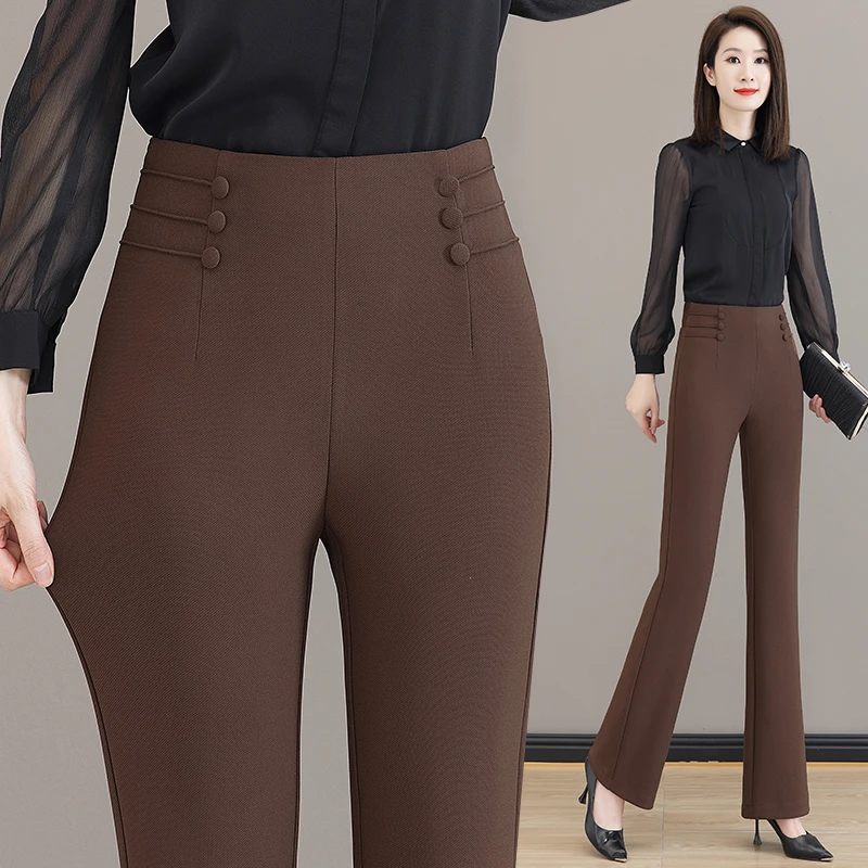 修身新款高腰弹力春秋微喇女神裤女2025新款外穿显瘦气质女休闲