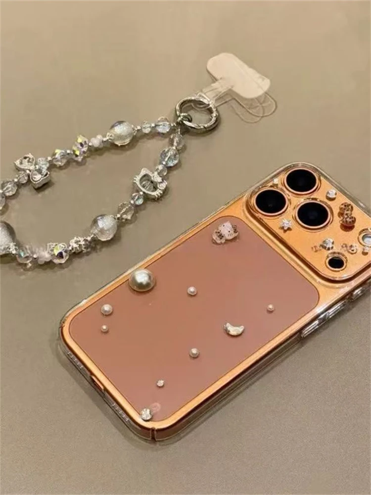 高级透明闪钻豹纹kt猫月亮珍珠适用iPhone17pro手机壳苹果16pro新