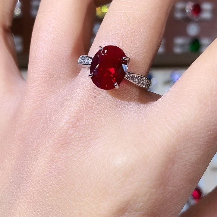 925银酒红戒指白911