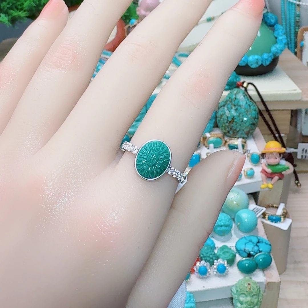 绿松石银S925镶嵌戒指
