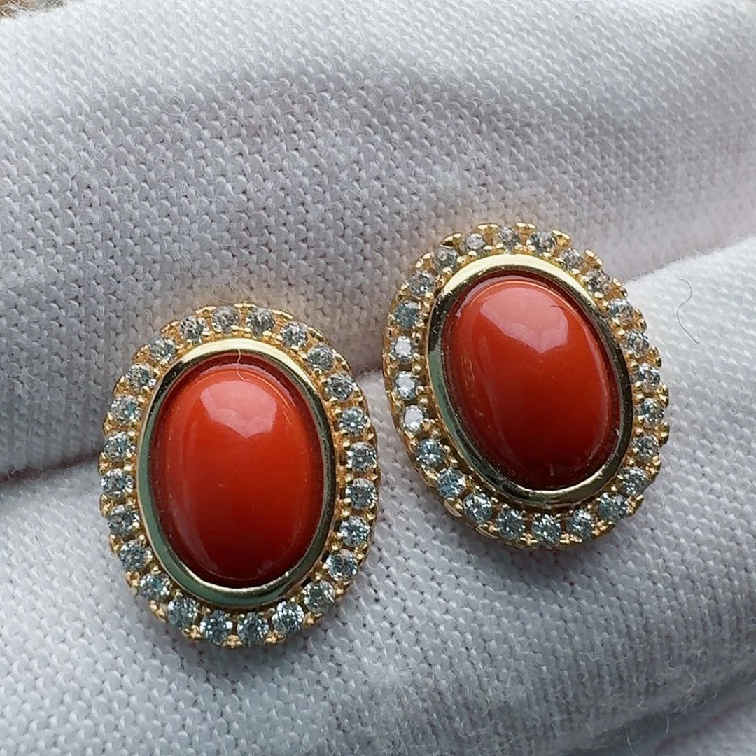 南红玛瑙未镶嵌耳饰