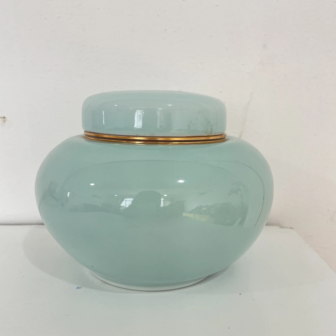 龙泉青瓷粉青螺旋口茶叶罐储物罐密封罐a46