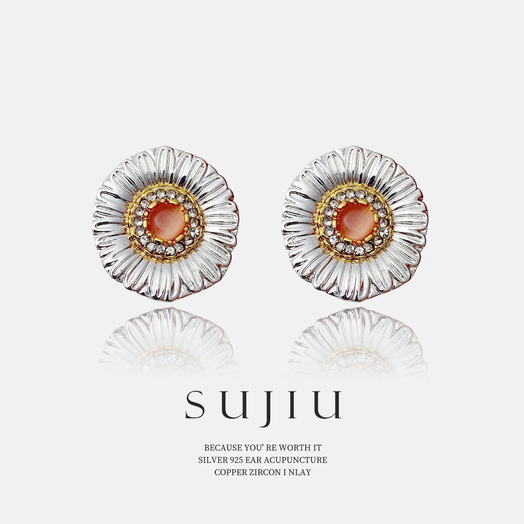 铜合金耳饰 《灼灼其华》手工气质古风设计师小众耳钉耳环耳坠7531