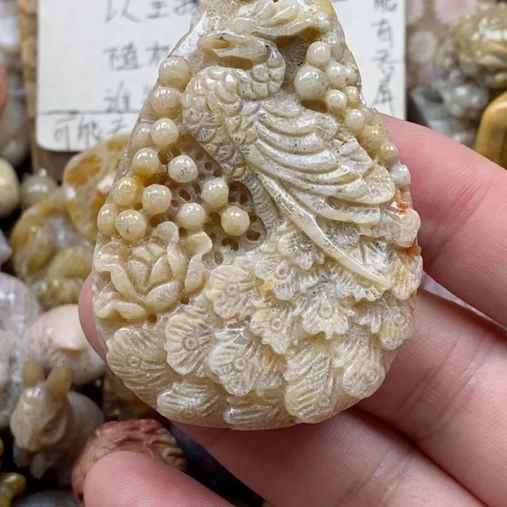 颈饰未镶嵌硅化珊瑚（珊瑚玉）有瑕