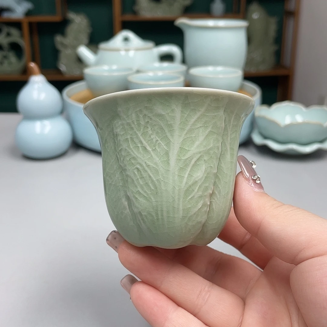 瓷豆绿百财杯赵琳老师带礼盒