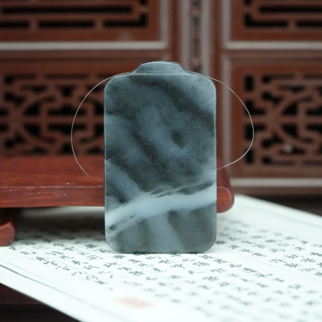 陆飞飞作和田玉 青花无事牌 /朵云轩 LFW5013YF