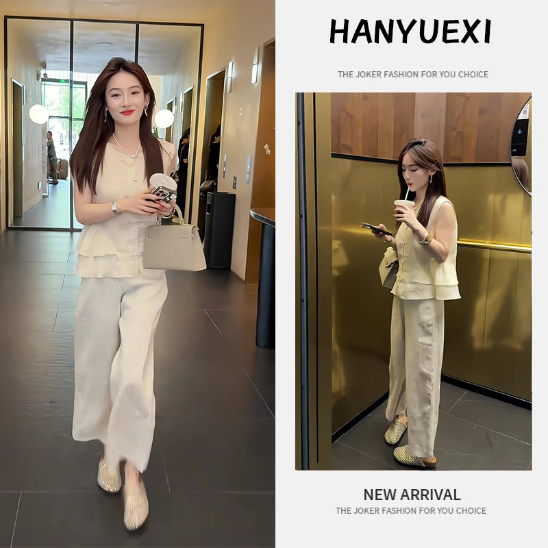 夏季一整套女装2025年新款韩版休闲气质减龄无袖上衣休闲裤两件套