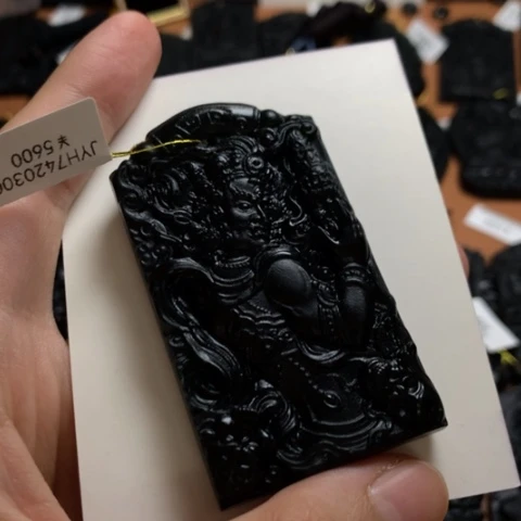 旭***1天然缅甸a货钢琴黑挂件