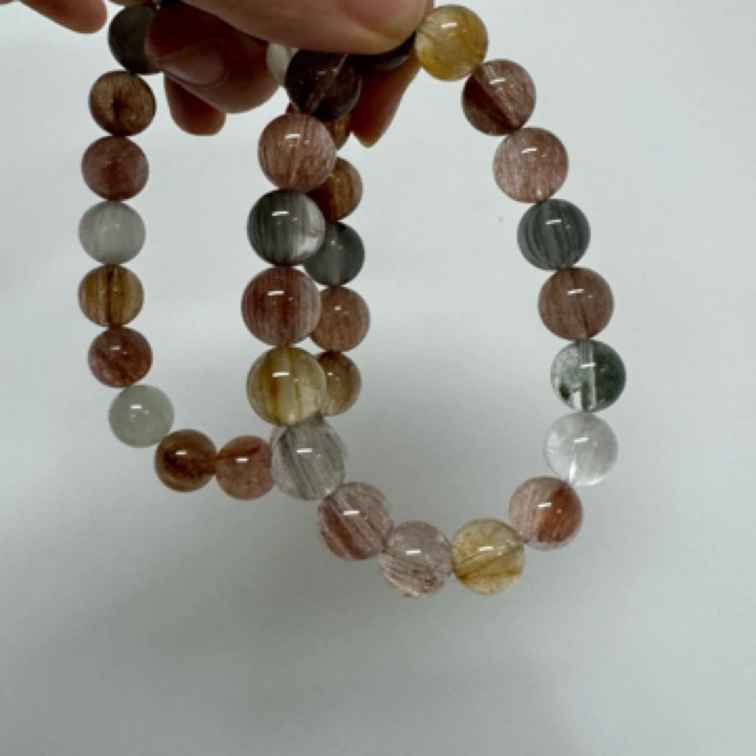 纯天然水晶手链11毫米兔毛多样性发其一