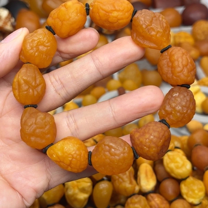 琥珀未镶嵌裸石天然蜜蜡手串