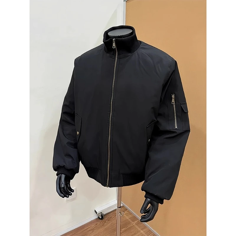 bomber飞行员夹克棉服男款秋冬季加厚高级感美式短款立领棉衣外套