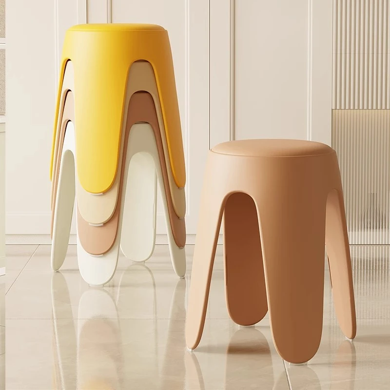 塑料凳子加厚现代简约舒服凳子家用可叠放收纳餐凳圆凳防滑椅子