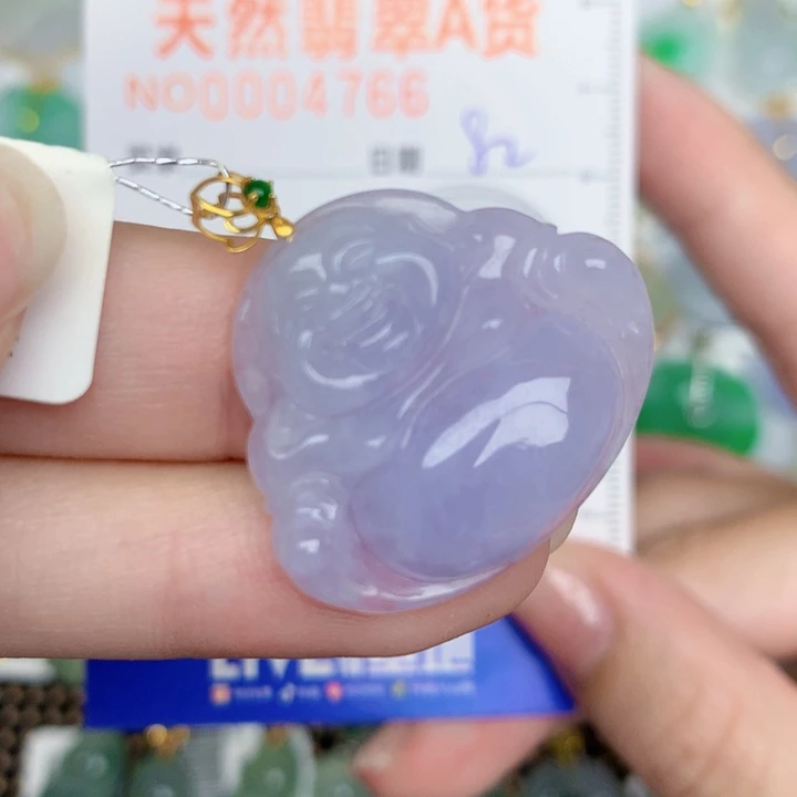 颈饰18K金镶嵌翡翠佛公