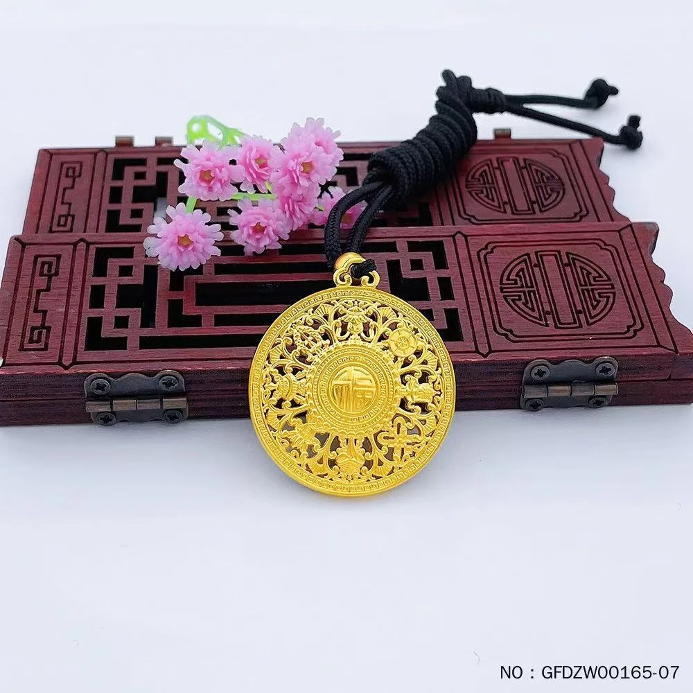 工费 26/克 八宝罗盘 古法传承镂空挂绳八宝罗盘吊坠（含珠子）