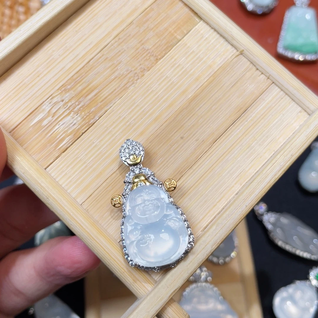 翡翠银S925镶嵌吊坠(不含链)