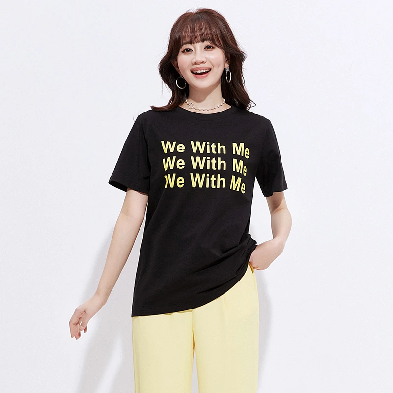 T102简约风短袖上衣套头圆领棉质T恤女2025夏52UW0C0012