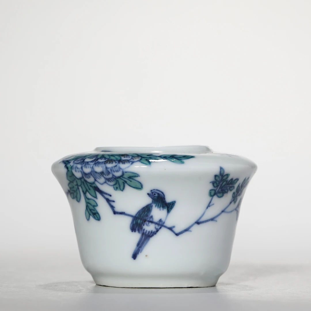 【预展专用】3324清晚期·斗彩花鸟纹水盂【古董拍卖】