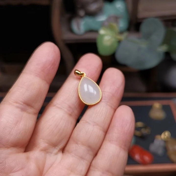 和田玉颈饰银S925镶嵌用****4