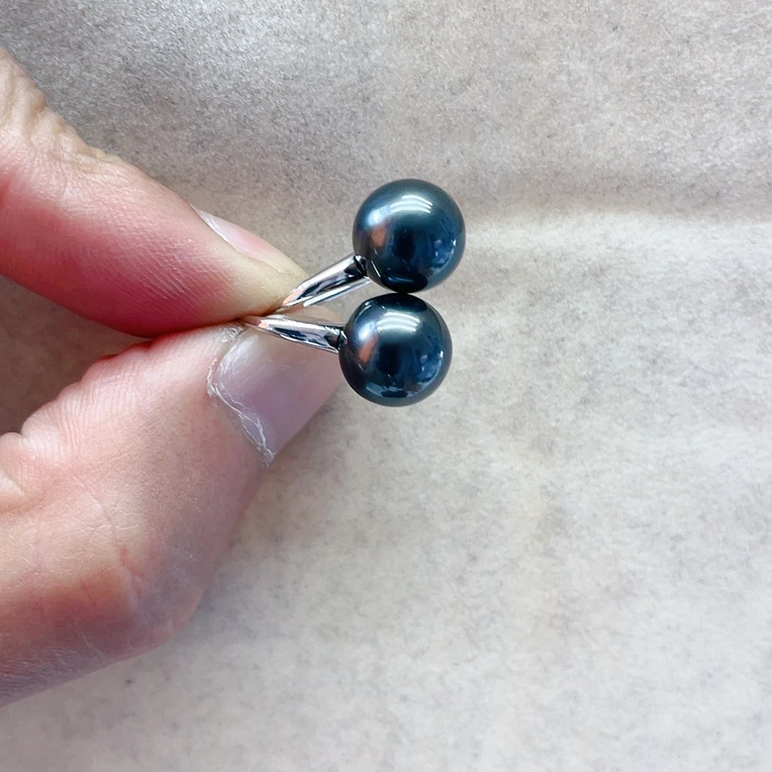 海水珍珠耳饰银S925镶嵌