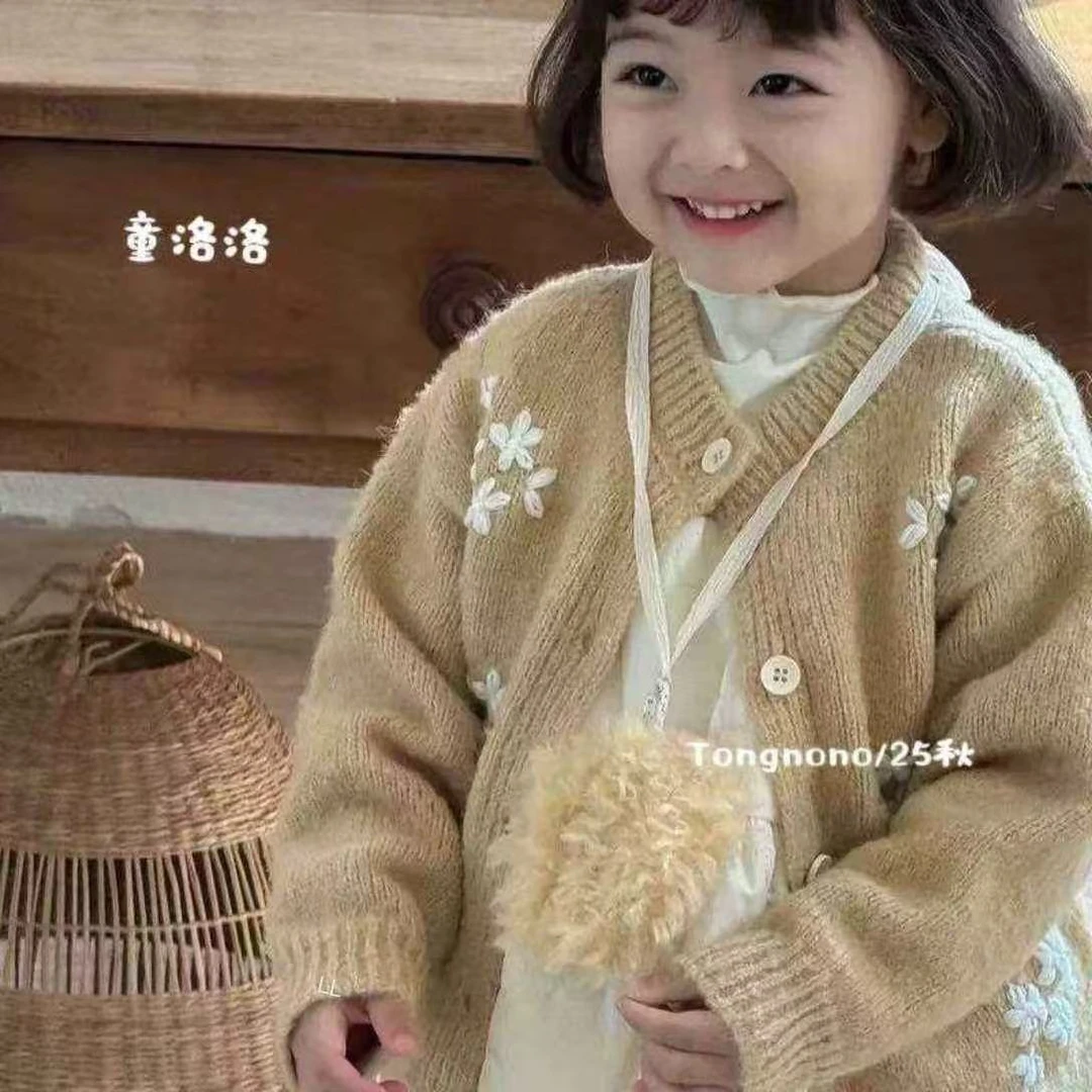 实体品牌女童工艺设计师款套装外套针织衫毛衫套头