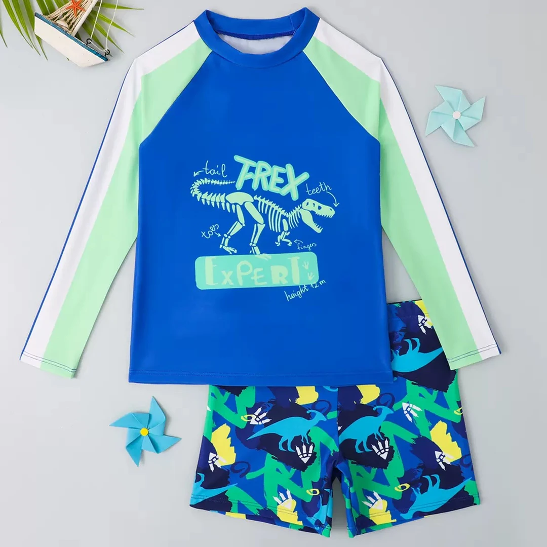 儿童泳装泳衣男孩分体长袖2025新款防晒