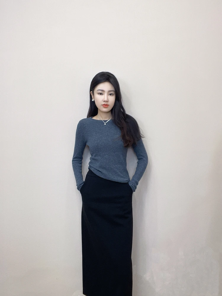 Oni 毛呢质感长裙  新款时尚气质百搭ins风半身裙
