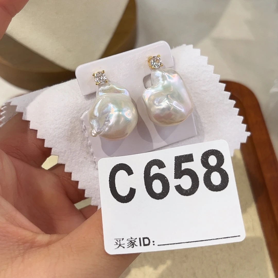 合金淡水珍珠耳饰