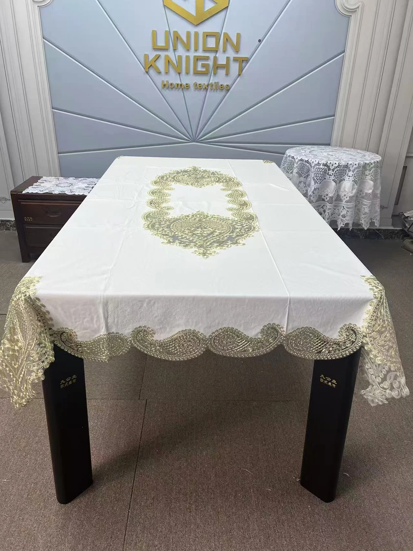 爆款1021精美欧式金丝绒金线绳绣防尘长方形正方形茶几适用餐桌布