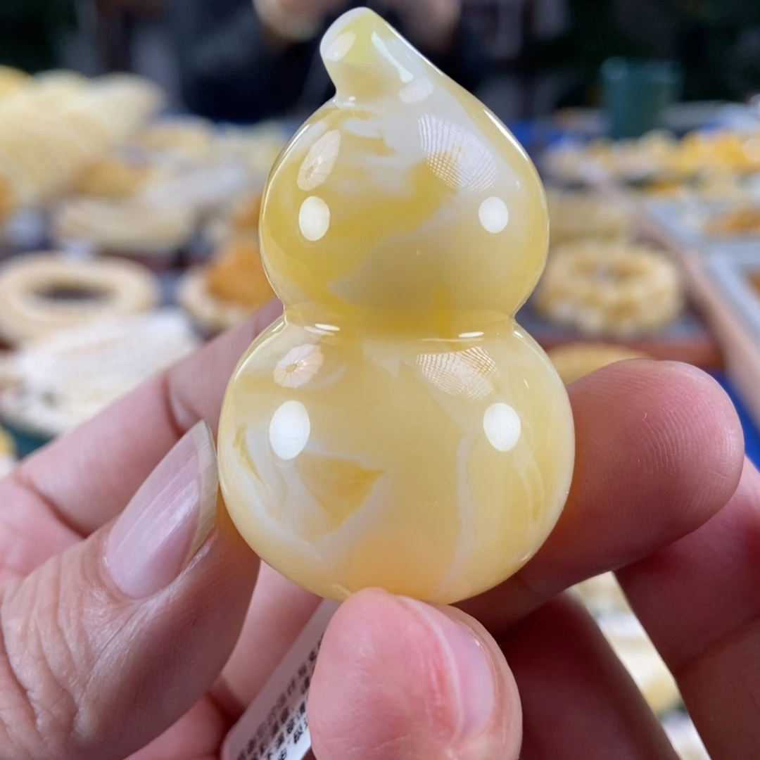 琥珀未镶嵌珠宝奇石溶洞妖花蜡手串24.8