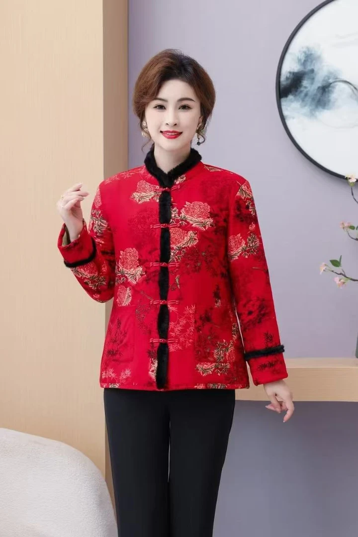 ZN 盘扣国风黑毛毛小棉袄24005