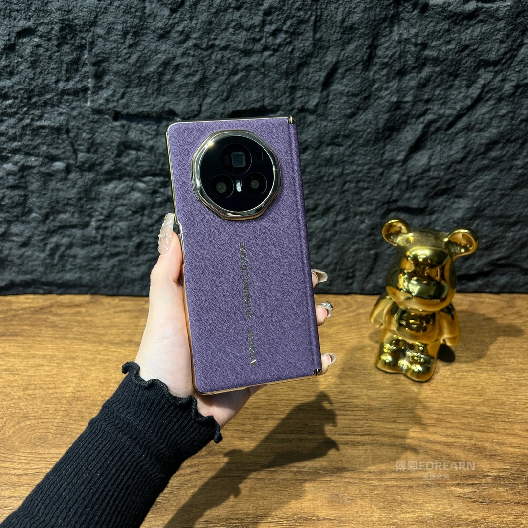 适用于荣耀magicv3手机壳v3双中轴折叠屏保护套FLC-AN00真皮后壳