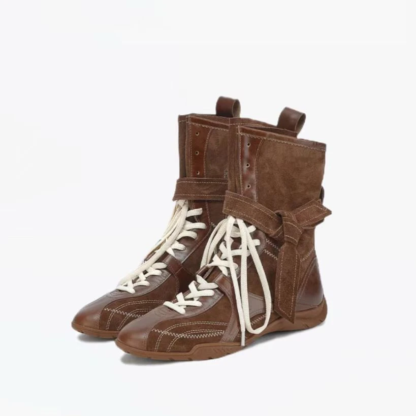 XIAOXIAOMIAO【3.0拳击鞋】拳击靴运动靴内增高马丁靴女绑带德训鞋