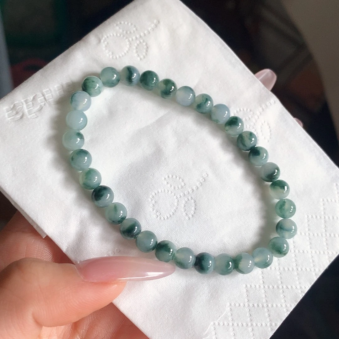 翡翠未镶嵌手串飘花5.8