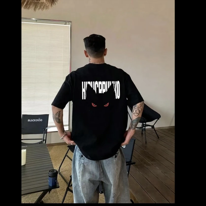 夏季短袖重磅纯棉T恤国潮街头风恤痞帅休闲男士美式宽松圆领百搭