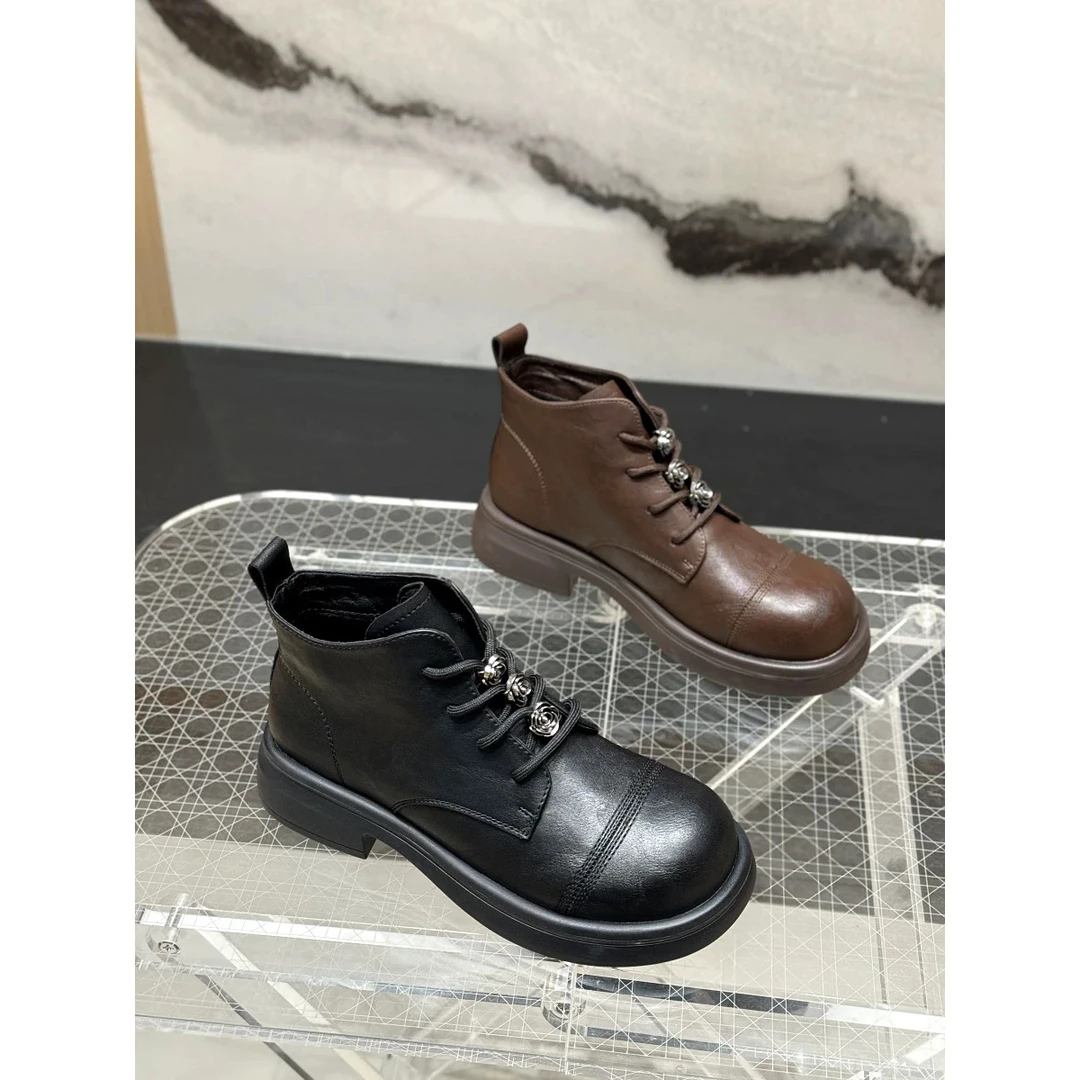 秋冬新款韩版通勤瘦瘦简约粗跟裸靴短靴5115-36（不加绒)