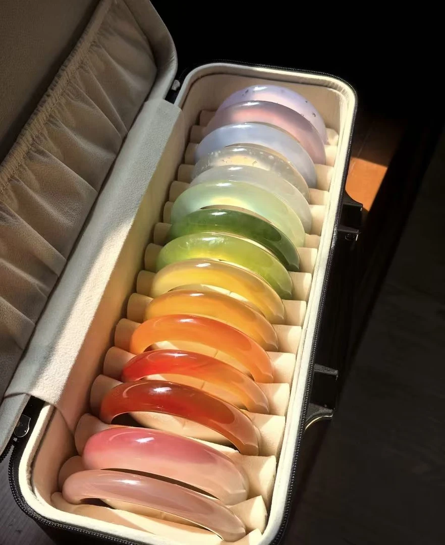 天然冰玛瑙手镯女士（圈口测量）