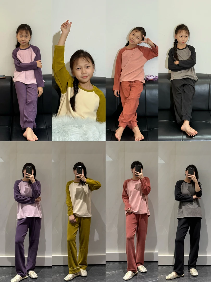 咪姐定制款 - 亲子款家居休闲套装 单面磨毛材质 内里亲肤无毛