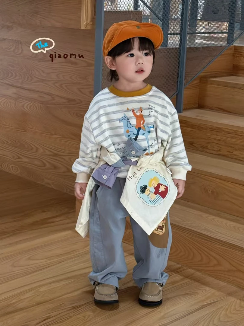 乔木秋骑士彩条撞色卫衣 60637