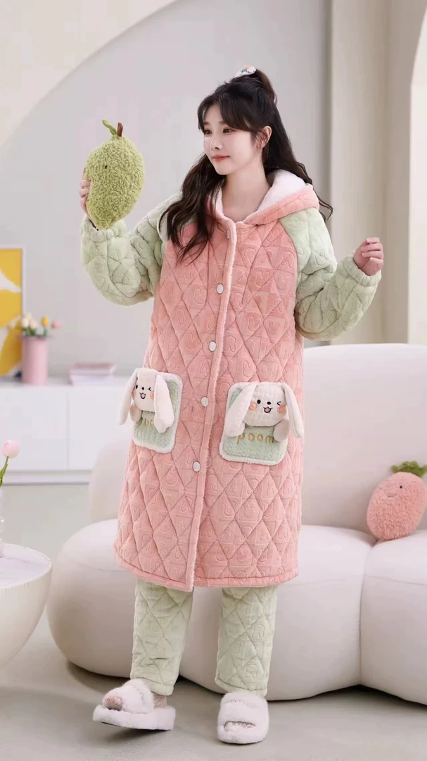 743款加厚外穿一件过冬家居服舒适长款