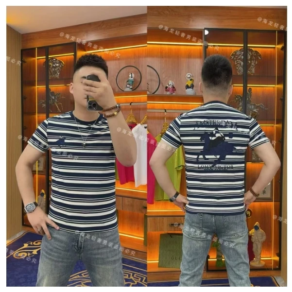 K306 条纹战马半袖 高质量圆领清爽短袖潮品T恤高端品质