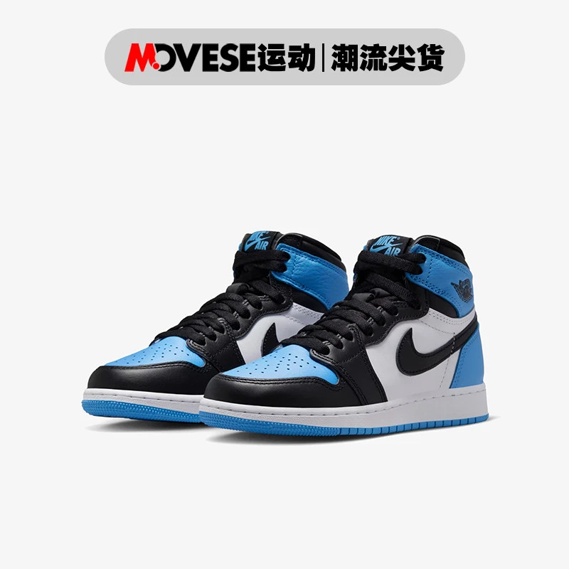 Air Jordan 1 High GS AJ1大童/女款黑白蓝 高帮休闲鞋FD1437-400