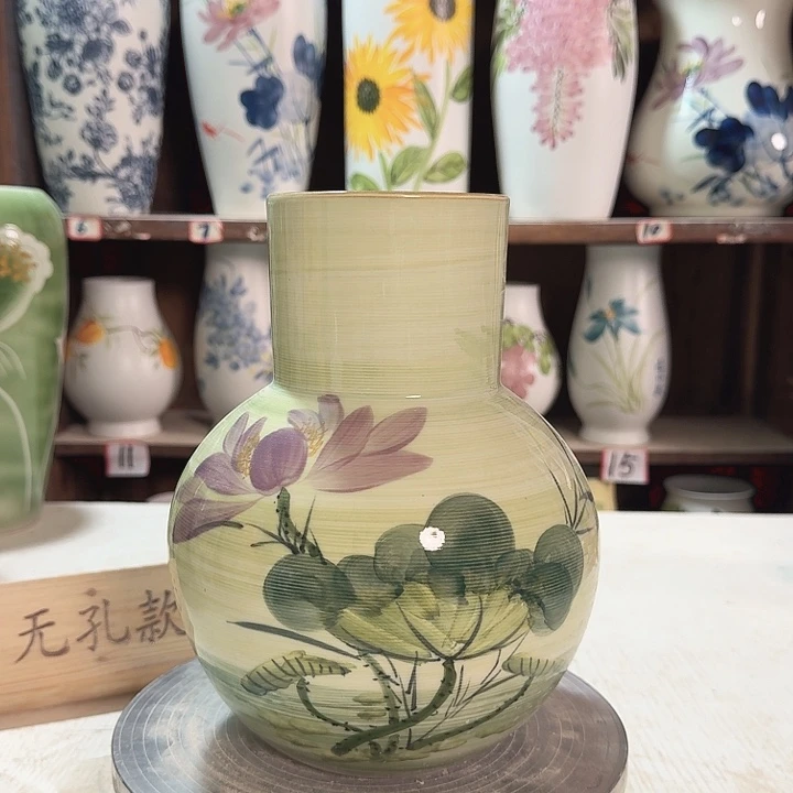 陶天球荷花油画陶瓷