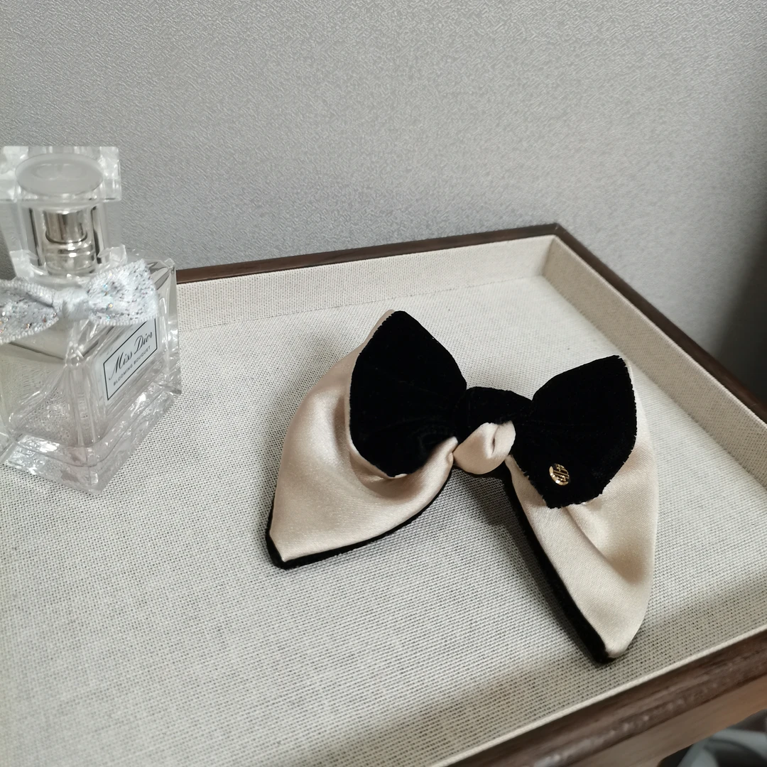 秋冬新款洋气丝绒蝴蝶结弹簧夹女高级感轻奢半扎发气质后脑勺发饰