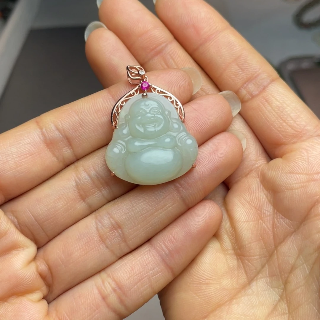 和田玉颈饰银S925镶嵌