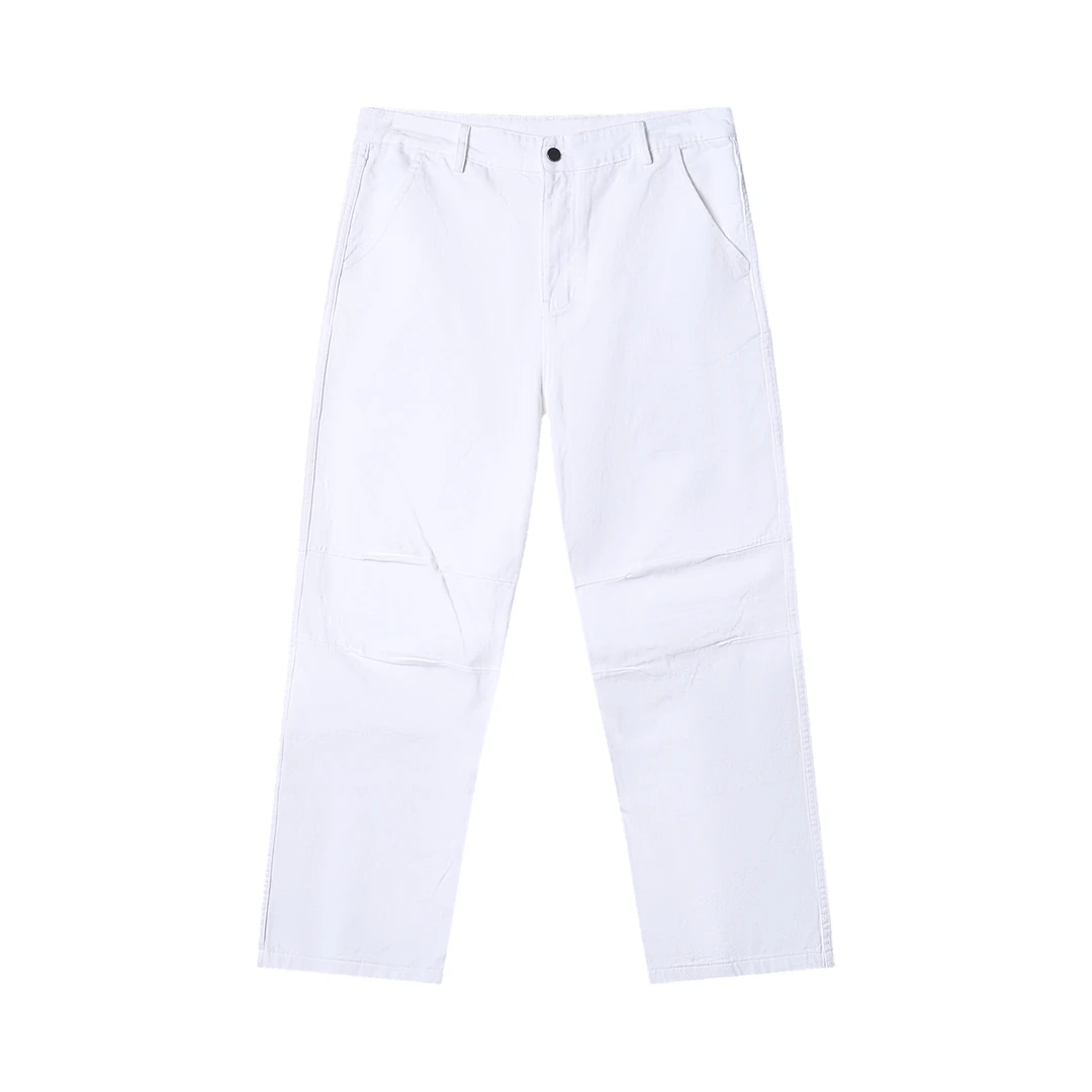 新款时尚个性美式复古白色简约牛仔裤高级感百搭潮流直筒长裤