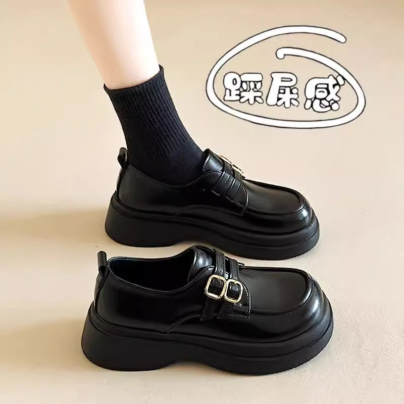 啄木鸟乐福鞋2025新款春秋英伦风jk玛丽珍鞋厚底增高通勤小皮鞋