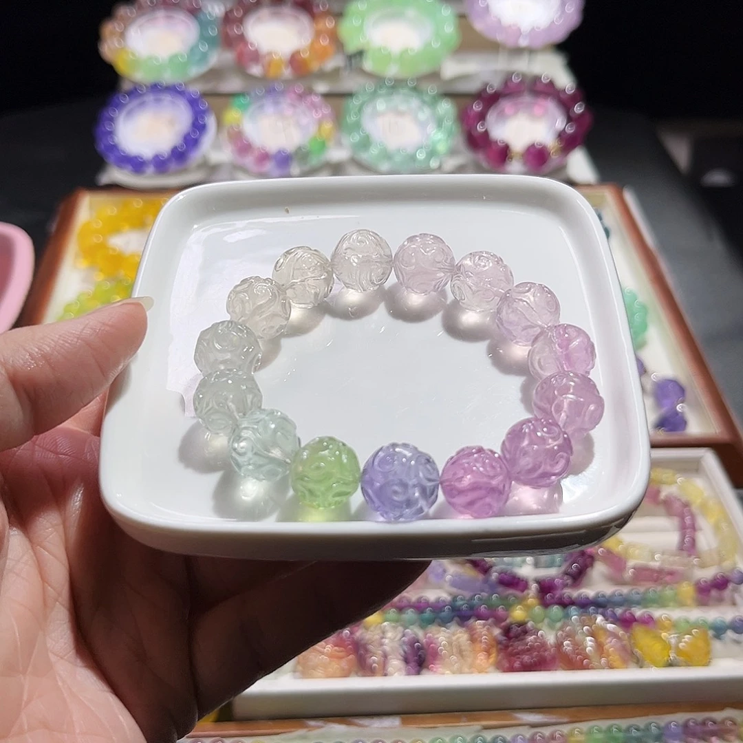 萤石手串未镶嵌福利梦幻回纹珠