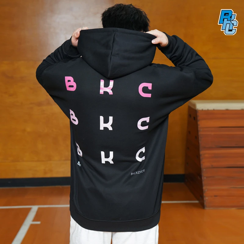 BKCXZICE美式连帽卫衣秋冬款保暖休闲简约帽衫渐变字母印花长袖