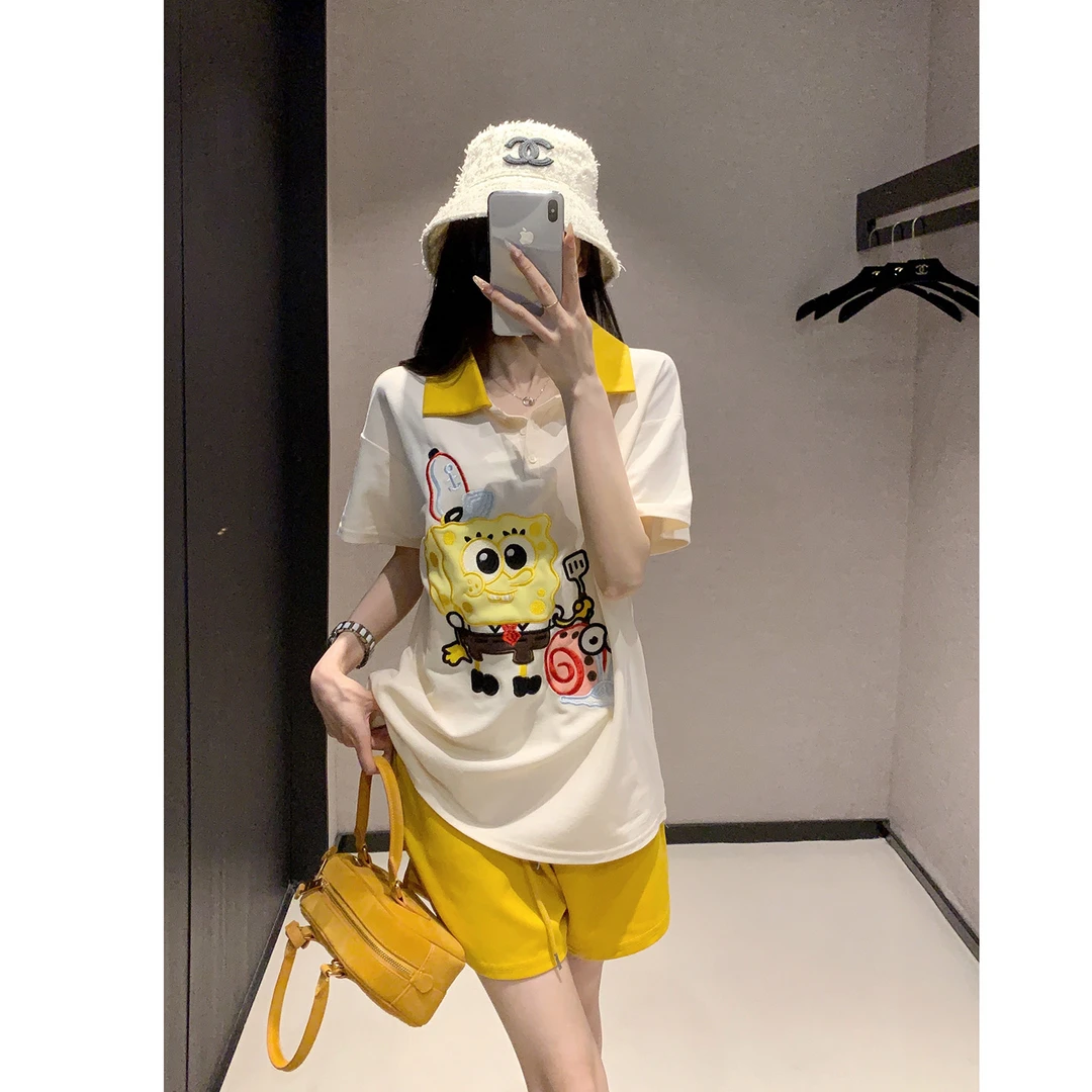 黄色短裤套装女2025夏季爆款两件套eo巨好看小个子减龄穿搭一整套